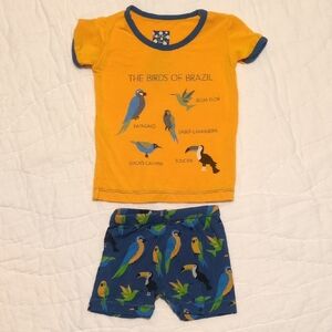 Kickee Pants Yellow and Blue Parrot Kids Matching Set